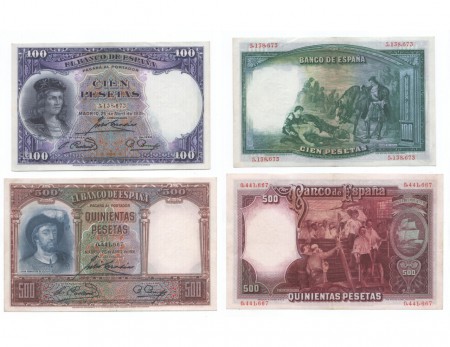 16 eur  100 pesetas 1931 SC  -    19 eur 500 pesetas 1931 EBC